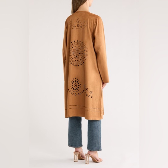 forgotten grace Jackets & Blazers - Tan Laser Cut Long Coat From Forgotten Grace At Nordstrom